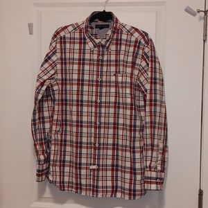Tommy Hilfiger Striped Plaid Button Down Shirt Large